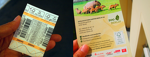 動物園のチケット（左）と園内マップ（右）